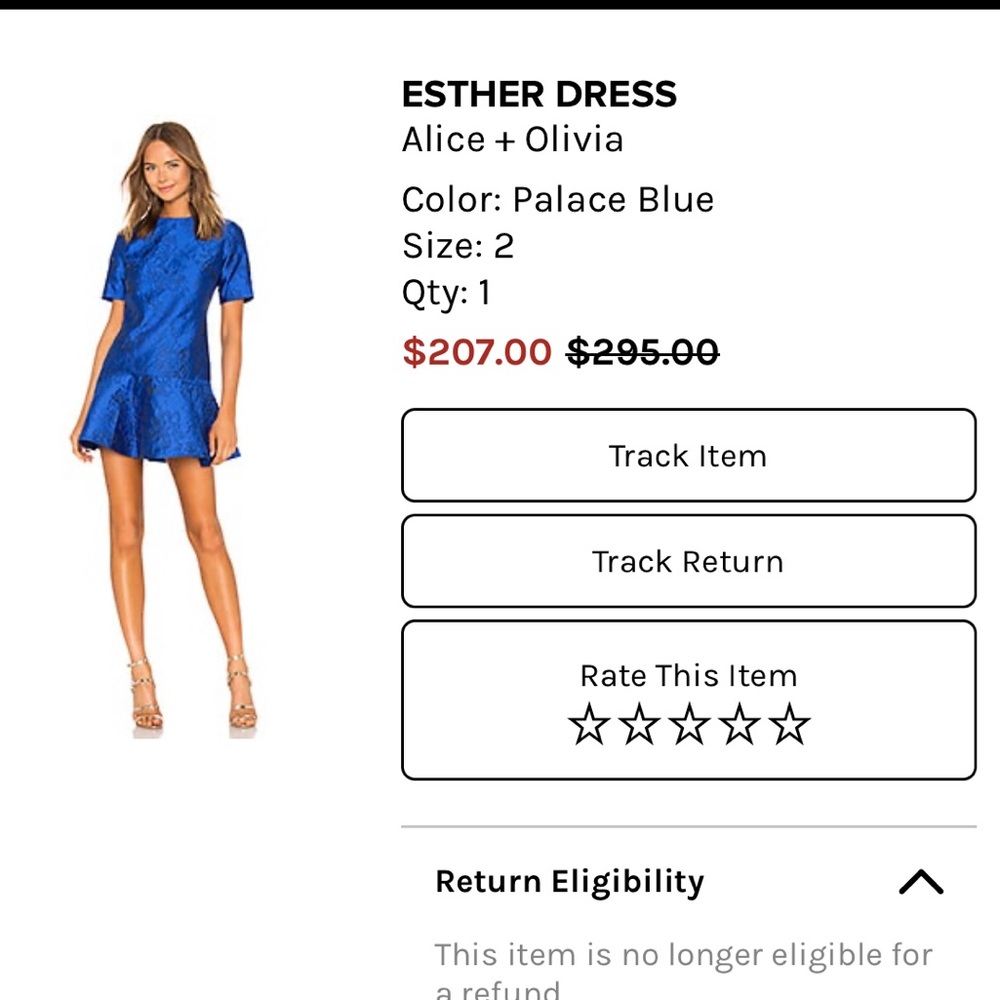 Alice + Olivia, royal blue, Ester Dress, NEVER WORN!